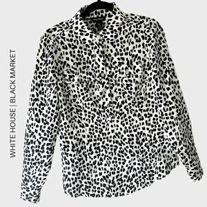 WHITE HOUSE BLACK MARKET NWOT SILK LONG SLEEVE ANIMAL PRINT BLOUSE | SIZE: 4